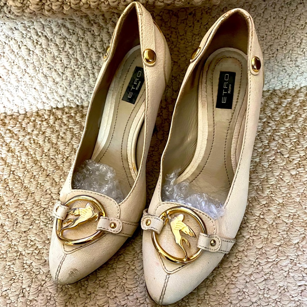 Etro Pegasus bone heels